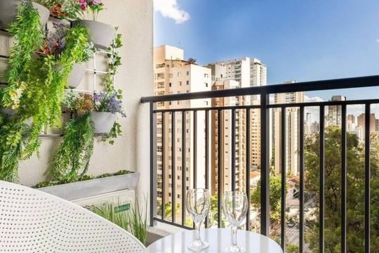 Varanda de kitnet/studio à venda com 1 quarto, 24m² em Cidade Monções, São Paulo
