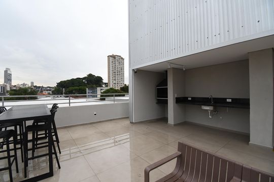 Área comum - Churrasqueira de kitnet/studio para alugar com 1 quarto, 42m² em São Francisco, Curitiba