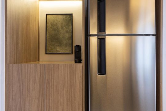 Cozinha de apartamento para alugar com 1 quarto, 26m² em Vila Nova Conceição, São Paulo