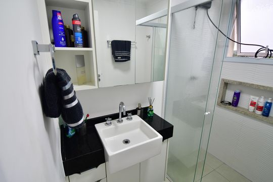 Banheiro de kitnet/studio à venda com 1 quarto, 55m² em Conceicao, Campinas