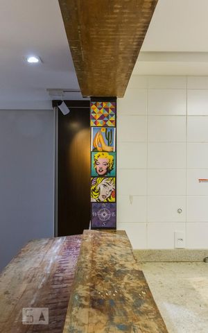 Studio à venda com 50m², 1 quarto e 1 vagaDetalhe dos azulejos da cozinha 