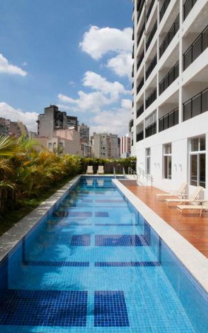 Studio à venda com 35m², 1 quarto e 1 vagaPiscina