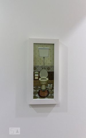 Studio à venda com 35m², 1 quarto e 1 vagaDetalhe do Quadro na porta do Banheiro 