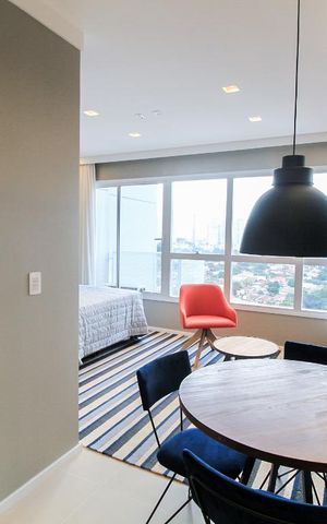 Studio para alugar com 40m², 1 quarto e 1 vaga Studio para alugar com 40m², 1 quarto e 1 vagaIntegração de sala e cozinha