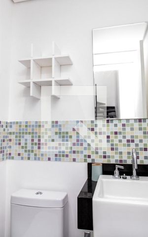 Apartamento para alugar com 53m², 1 quarto e 1 vagaBanheiro- detalhe pia 