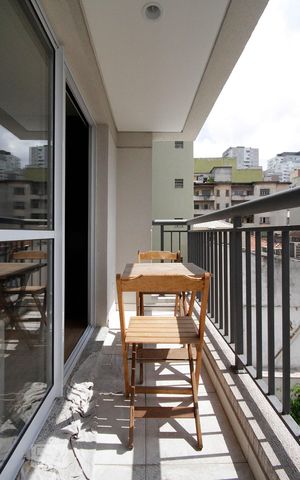 Studio à venda com 37m², 1 quarto e 1 vagaVaranda