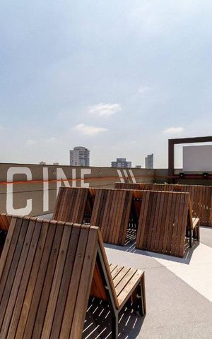 Studio à venda com 21m², 1 quarto e sem vaga Studio à venda com 21m², 1 quarto e sem vagaÁrea comum - Sala de Cinema Aberto