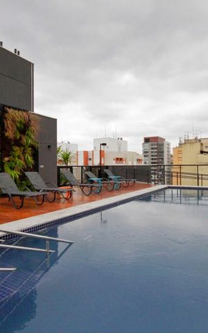 Studio para alugar com 26m², 1 quarto e sem vagaPiscina