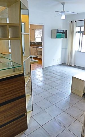 Apartamento para alugar com 45m², 1 quarto e 1 vagaVista da sala desde a entrada do apartamento