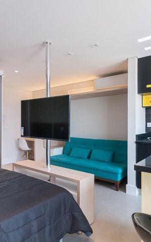 Studio para alugar com 28m², 1 quarto e 1 vagaCozinha e quarto