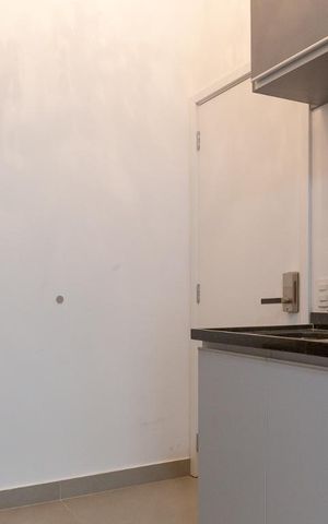 Studio para alugar com 32m², 1 quarto e sem vaga Studio para alugar com 32m², 1 quarto e sem vagaCozinha e Entrada