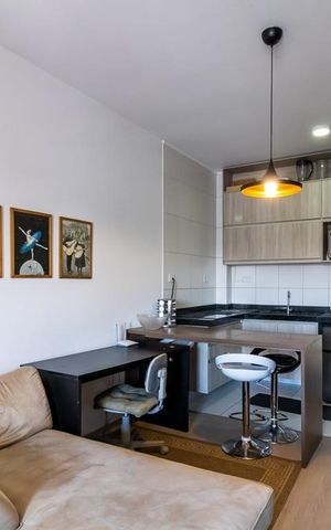 Studio para alugar com 35m², 1 quarto e sem vaga Studio para alugar com 35m², 1 quarto e sem vagaSala