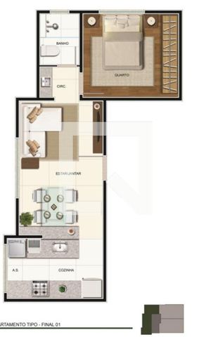 Apartamento à venda com 55m², 1 quarto e 1 vaga