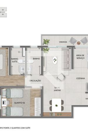 Apartamento à venda com 70m², 3 quartos e 2 vagas