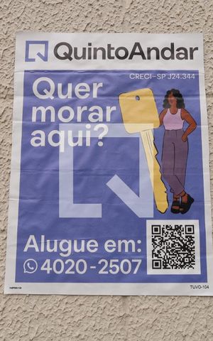 Apartamento para alugar com 45m², 2 quartos e sem vagaPlaca instalada no muro
