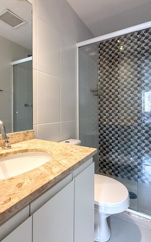Studio para alugar com 42m², 1 quarto e 1 vaga Studio para alugar com 42m², 1 quarto e 1 vagaBanheiro Social
