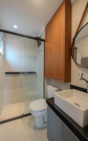 Studio para alugar com 27m², 1 quarto e sem vaga Studio para alugar com 27m², 1 quarto e sem vagaBanheiro Social