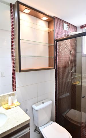Apartamento para alugar com 63m², 1 quarto e 2 vagas Apartamento para alugar com 63m², 1 quarto e 2 vagasBanheiro da Suíte