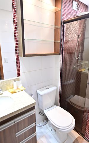 Apartamento para alugar com 63m², 1 quarto e 2 vagas Apartamento para alugar com 63m², 1 quarto e 2 vagasBanheiro da Suíte