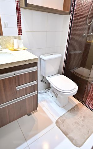 Apartamento para alugar com 63m², 1 quarto e 2 vagas Apartamento para alugar com 63m², 1 quarto e 2 vagasBanheiro da Suíte