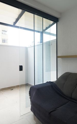 Studio à venda com 33m², 1 quarto e sem vagaVaranda