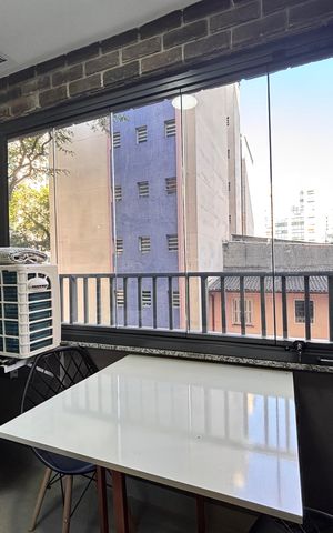 Studio à venda com 25m², 1 quarto e sem vagaVaranda