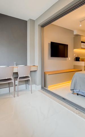 Studio à venda com 29m², 1 quarto e sem vagaVaranda
