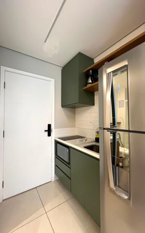 Studio à venda com 27m², 1 quarto e sem vagaCozinha 