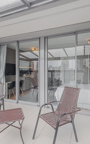 Studio à venda com 39m², 1 quarto e 1 vagaVaranda