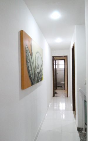 Casa de condomínio à venda com 112m², 3 quartos e 1 vagaBanheiro social - Corredor