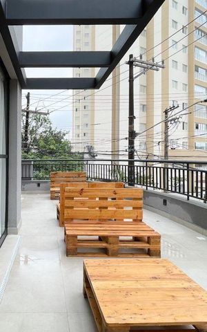 Studio para alugar com 42m², 1 quarto e 1 vaga Studio para alugar com 42m², 1 quarto e 1 vagaÁrea comum - Churrasqueira