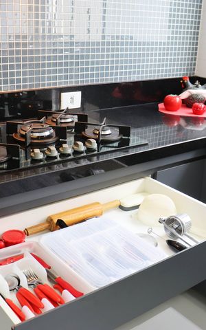 Apartamento para alugar com 80m², 2 quartos e 1 vagaDetalhe da cozinha