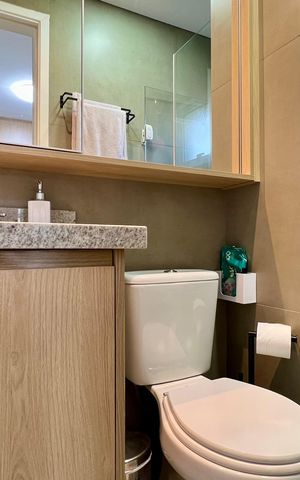 Apartamento à venda com 57m², 1 quarto e 2 vagas Apartamento à venda com 57m², 1 quarto e 2 vagasBanheiro da Suíte