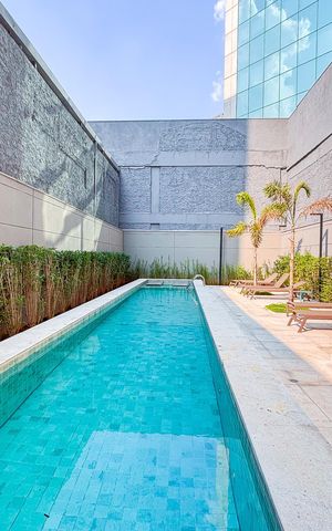 Studio para alugar com 24m², 1 quarto e sem vaga Studio para alugar com 24m², 1 quarto e sem vagaÁrea comum - Piscina