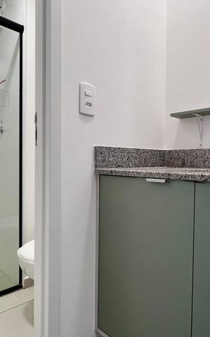 Studio para alugar com 30m², 1 quarto e sem vaga Studio para alugar com 30m², 1 quarto e sem vagaBanheiro