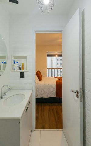 Apartamento para alugar com 28m², 1 quarto e sem vaga Apartamento para alugar com 28m², 1 quarto e sem vagaBanheiro da Suíte