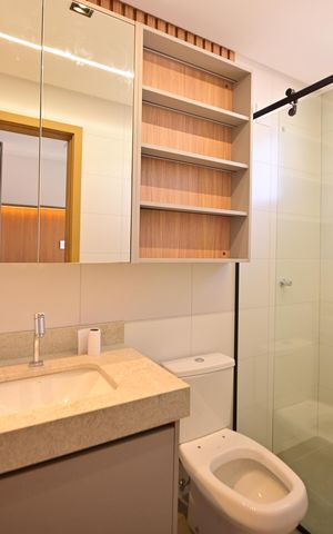Apartamento para alugar com 80m², 2 quartos e 1 vaga Apartamento para alugar com 80m², 2 quartos e 1 vagaBanheiro da Suíte 1