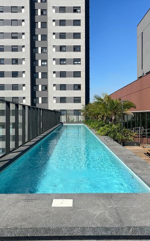Studio para alugar com 28m², 1 quarto e sem vaga Studio para alugar com 28m², 1 quarto e sem vagaÁrea comum - Piscina