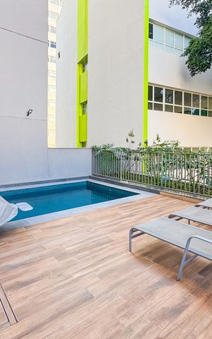 Studio para alugar com 28m², 1 quarto e sem vaga Studio para alugar com 28m², 1 quarto e sem vagaÁrea comum - Piscina