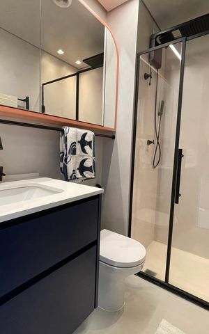 Studio para alugar com 26m², 1 quarto e 1 vaga Studio para alugar com 26m², 1 quarto e 1 vagaBanheiro