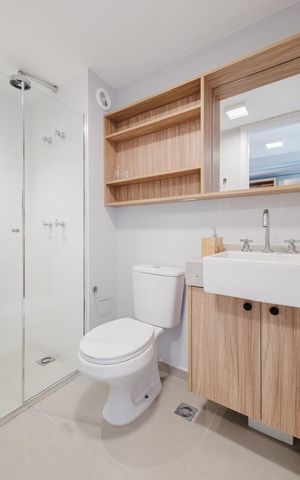 Studio para alugar com 34m², 1 quarto e sem vaga Studio para alugar com 34m², 1 quarto e sem vagaBanheiro Social