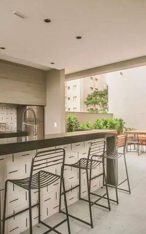Studio para alugar com 26m², 1 quarto e sem vaga Studio para alugar com 26m², 1 quarto e sem vagaÁrea comum - Churrasqueira