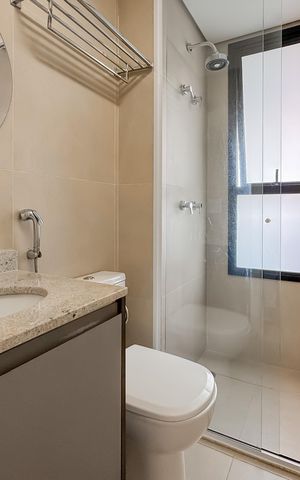 Apartamento à venda com 72m², 1 quarto e 1 vaga Apartamento à venda com 72m², 1 quarto e 1 vagaBanheiro da Suíte