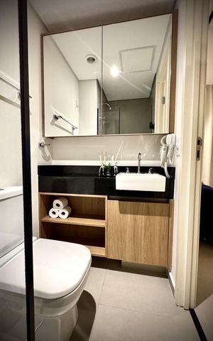 Studio para alugar com 30m², 1 quarto e sem vaga Studio para alugar com 30m², 1 quarto e sem vagaBanheiro