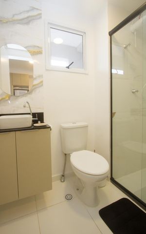 Studio à venda com 27m², 1 quarto e sem vaga Studio à venda com 27m², 1 quarto e sem vagaBanheiro Social