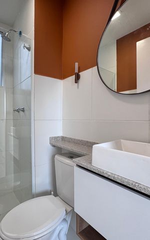 Apartamento à venda com 43m², 2 quartos e 1 vaga Apartamento à venda com 43m², 2 quartos e 1 vagaBanheiro Social