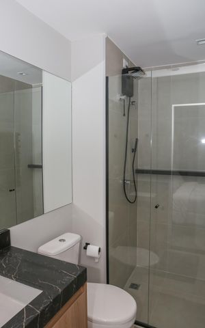 Studio para alugar com 28m², 1 quarto e sem vaga Studio para alugar com 28m², 1 quarto e sem vagaBanheiro Social