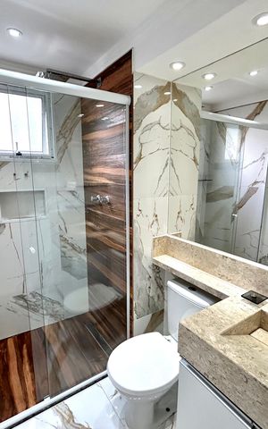 Apartamento para alugar com 58m², 2 quartos e 1 vaga Apartamento para alugar com 58m², 2 quartos e 1 vagaBanheiro 1
