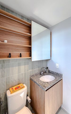 Studio para alugar com 28m², 1 quarto e sem vaga Studio para alugar com 28m², 1 quarto e sem vagaBanheiro social