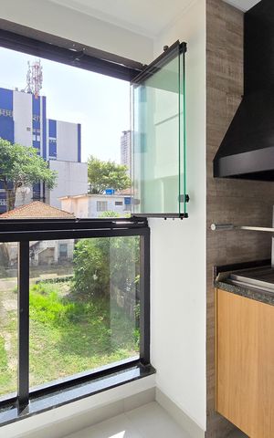 Apartamento para alugar com 42m², 1 quarto e 1 vaga Apartamento para alugar com 42m², 1 quarto e 1 vagaSacada da Sala/Cozinha